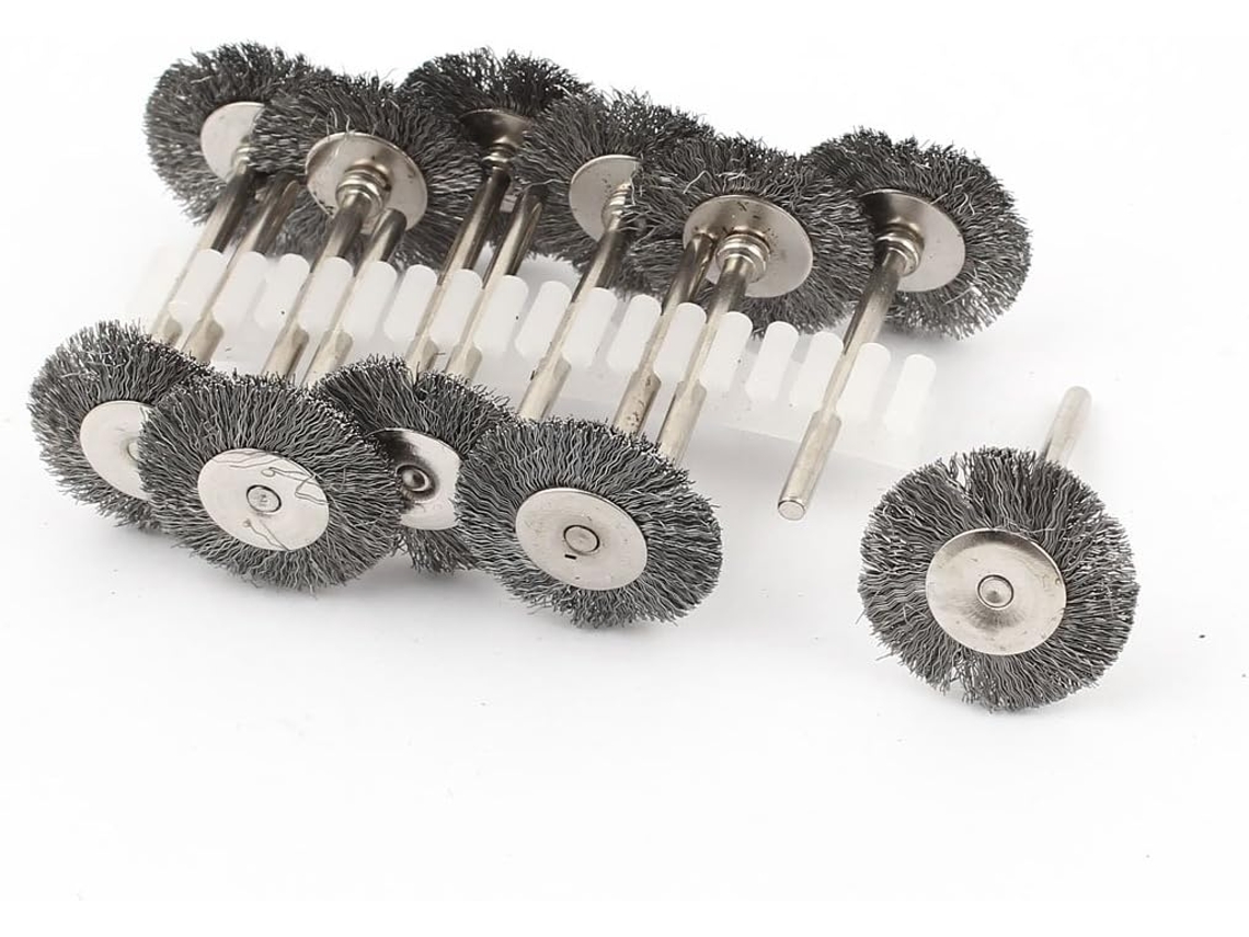 Conjunto de 10 Escovas Rotativas Aço Inoxidável com Haste 1/8 Polegada e Cerdas 0,9 Polegadas CHABERLU