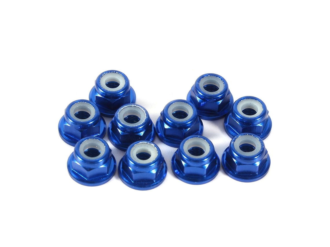 Porcas Sextavadas Autotravantes M3 Em Nylon, Usinadas Em Alumínio Cnc, Na Cor Azul Royal, Com Travamento Automático E