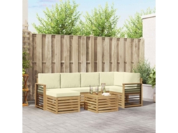 Vidaxl Conjunto De Sofás Para Exterior 7 Pcs Branco E Creme Poliéster