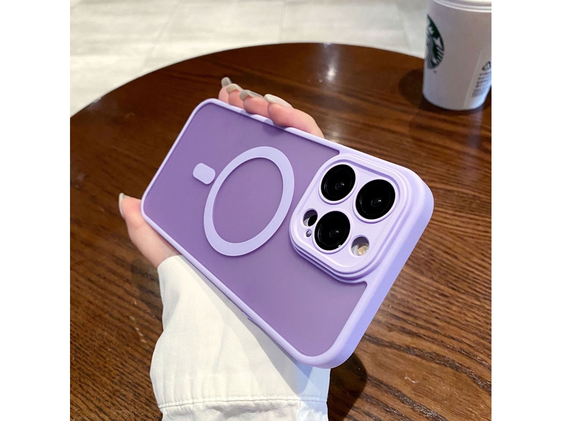 Capa Magnética Roxa Para Iphone 17 Com Proteção Contra Impressões Digitais E Toque Suave.