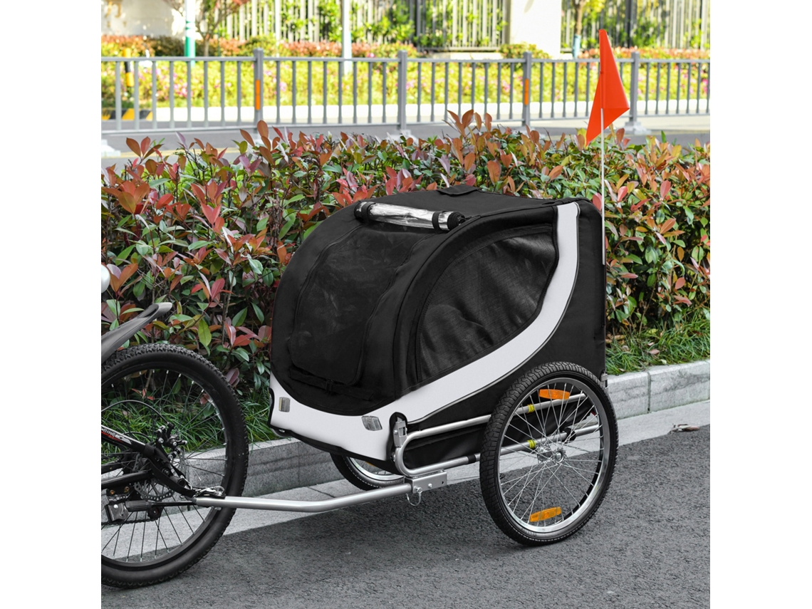 Reboque Para Bicicleta Com Engate Universal, Aço, Branco + Preto