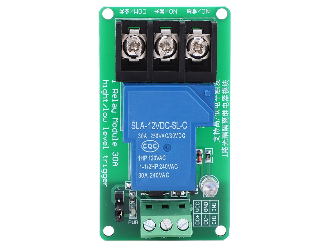 Módulo Relé de 1 Canal com Isolador Optoacoplador, Gatilho de Nível Alto/baixo, 30a 12v