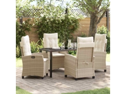 Vidaxl Conjunto de Jantar para Jardim com Almofada 5 Pcs Bege Vime Pe