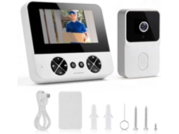 Campainha de Video Sem Fios HALINUIA 1080p Hd Ecrã Ips 4,3" Ip65 Visao Noturna Infravermelha Audio Bidirecional Bluetooth para Exterior