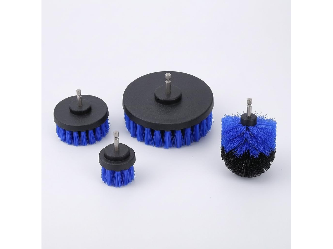 Conjunto De 4 Escovas Para Furadeira Elétrica, Kit De Limpeza Multiuso Para Móveis E Superfícies, Azul