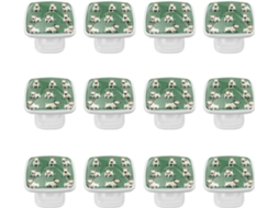 Puxadores Quadrados Para Armários De Cozinha, Puxadores Para Armários E Gavetas, 12 Peças, Desenho De Bulldog Verde