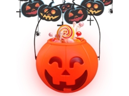 Balde De Doces Iluminado Em Formato Fofo Para Decoração De Halloween |