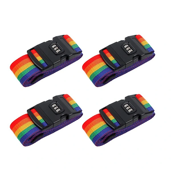 Conjunto De 4 Cintas Viagem Com Fivela Antifurto E Trava Senha, Multicoloridas