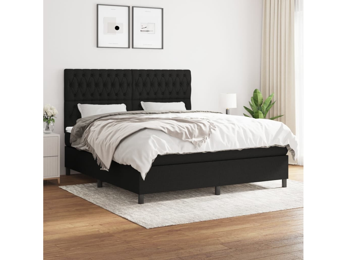 Vidaxl Cama Com Molas/colchão 180x200 Cm Tecido Preto