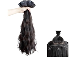 Apliques de Cabelo com Coque, Extensões Sintéticas Onduladas de Fibra Sintética Resistentes Ao Calor. SFUSHOS