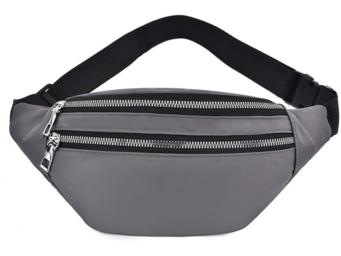 Bolsa De Cintura Em Tecido Oxford Desportiva - Pochete Resistente - Cinzento