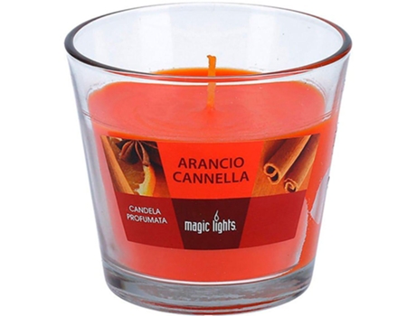 VELA PERFUMADA EM COPO DE VIDRO  LARANJA -CANELA  150GR. 