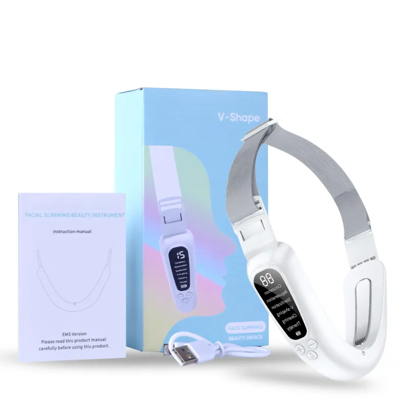 Aparelho V Face Branco Ems Microcorrente Massagem Facial Aquecimento Vibração Lifting Papada WEBPLAT