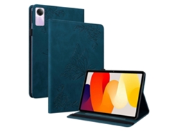 Capa para Xiaomi Redmi Pad SE, capa tipo carteira de couro PU com porta-cartões e estampa, Hengrongshen azul escuro