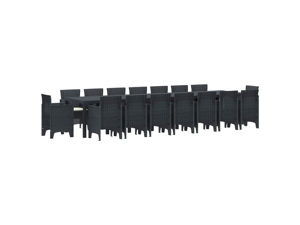 Vidaxl Conjunto De Jantar Para Jardim Com Almofadas 17 Pcs Antracite