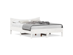 Cama Sem Colchão 150x200 cm Madeira de Pinho Maciça Branco MAISON EXCLUSIVE