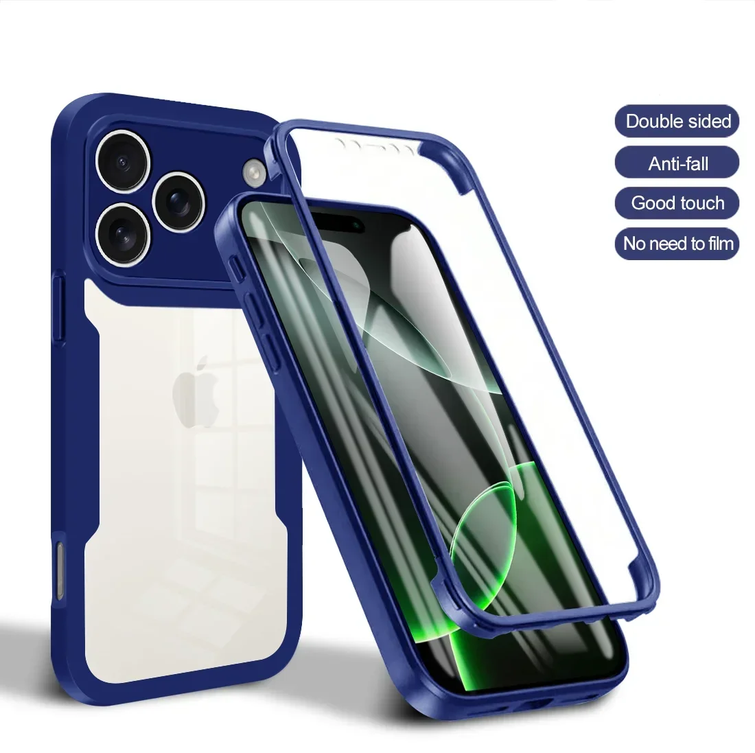 (azul, Iphone 15 Plus) Capa De Celular Ultrafina E Transparente De Luxo, Com Proteção Total De 360° Contra Quedas.