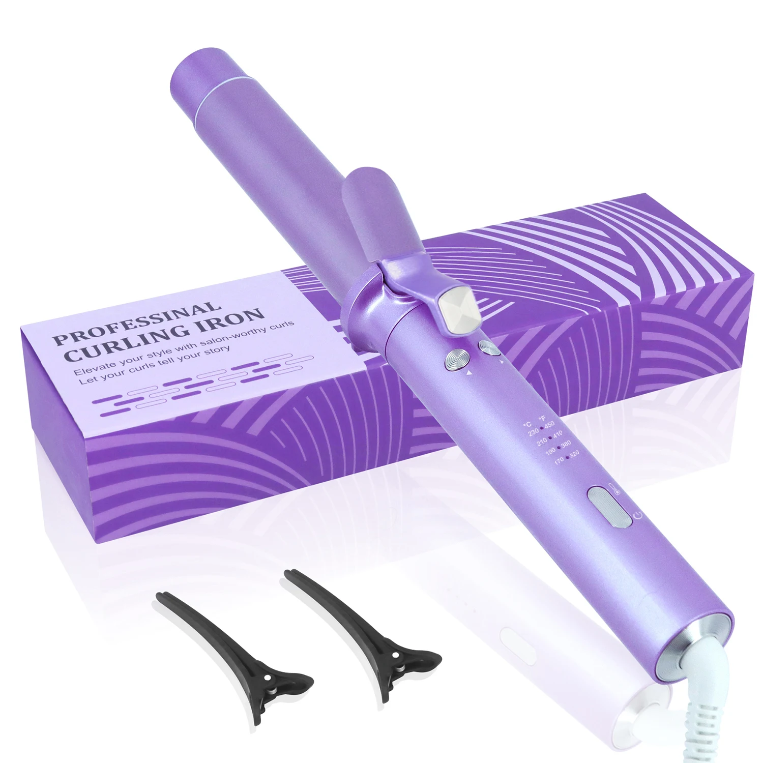 (roxo) Modelador De Cachos Automático, 1,25 Polegadas Com Revestimento Cerâmico, Aquecimento Rápido De 450°f.