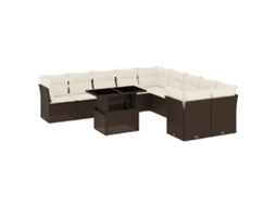 Conjunto de 11 Sofás de Jardim C/ Almofadões Vime Pe Castanho MAISON EXCLUSIVE (11 pcs)