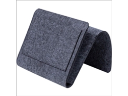 Saco Organizador Com 5 Bolsos Para Cama Sofá Porta Celular Controles Livros Cinza