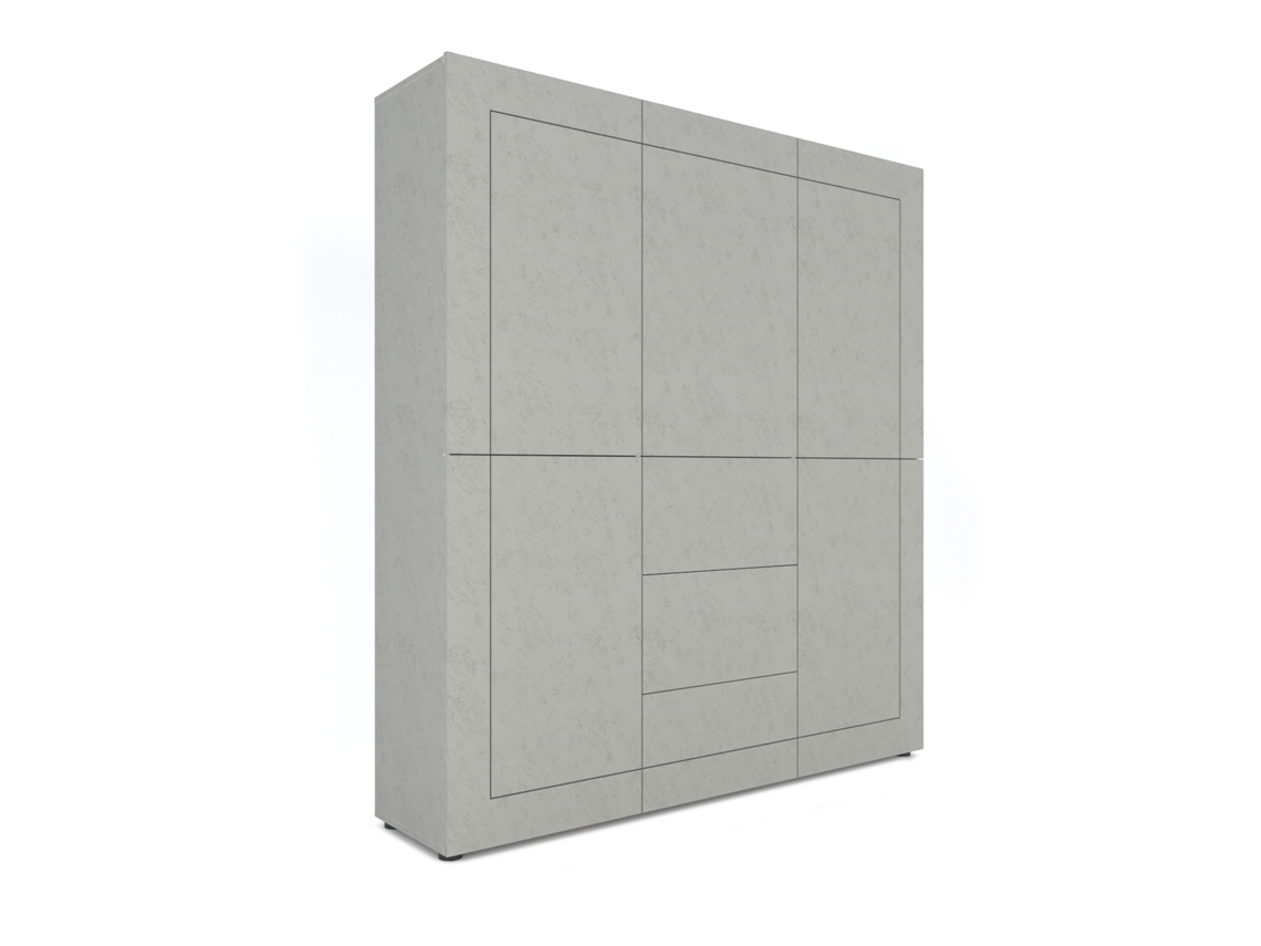 Aparador alto Elios em cashmere com 5 portas e 3 gavetas, 150 x 35 x 165 cm