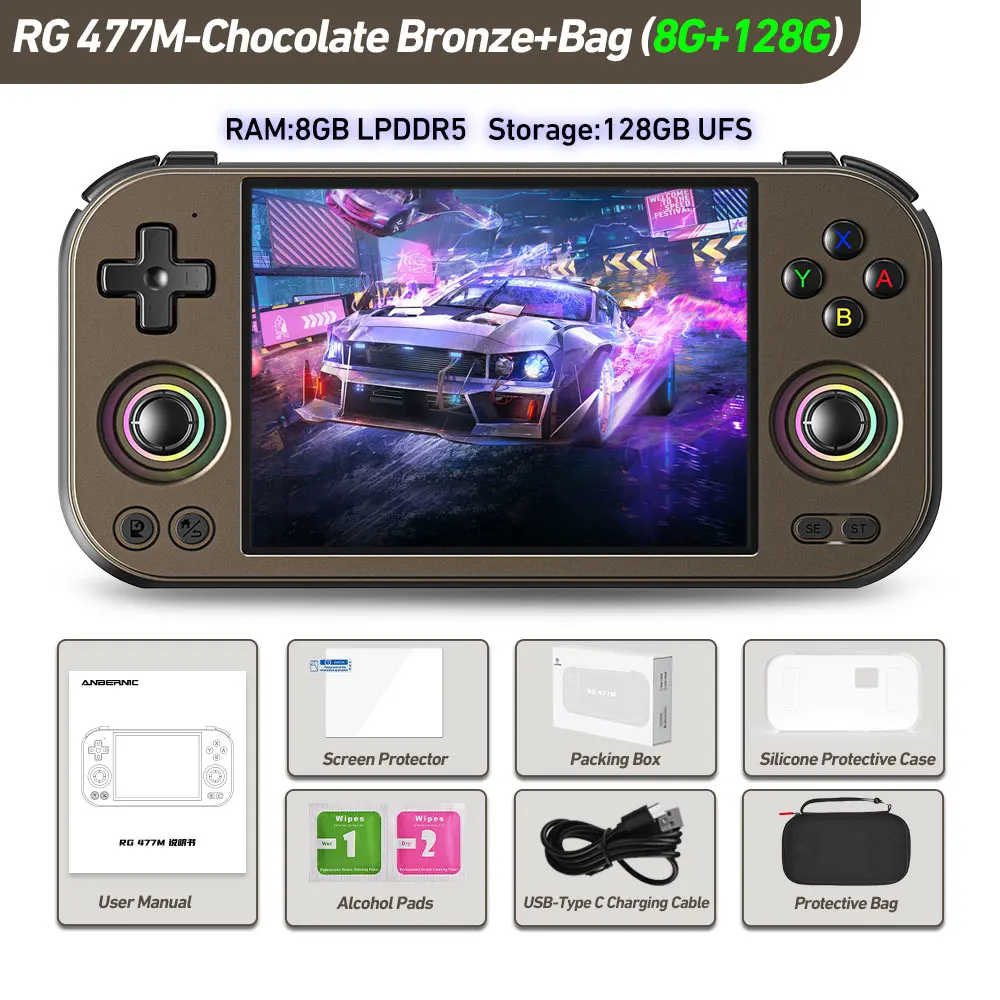 Consola de Jogos MDUG com 256 Gb, em Bolsa, com suporte a jogos de 8 mil, Wi-Fi, IPS 4,7"