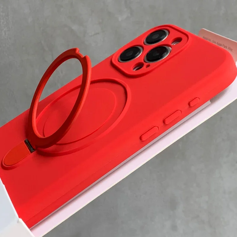 Capa Protetora De Silicone Líquido Com Suporte (vermelha Para Iphone 15 Pro Max).