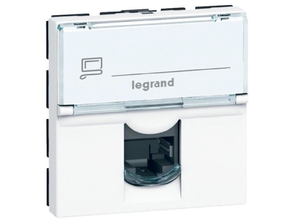 Rj 45 Soquete Telefone 2 Módulos Mosaico Branco Com Calota Branca Legrand