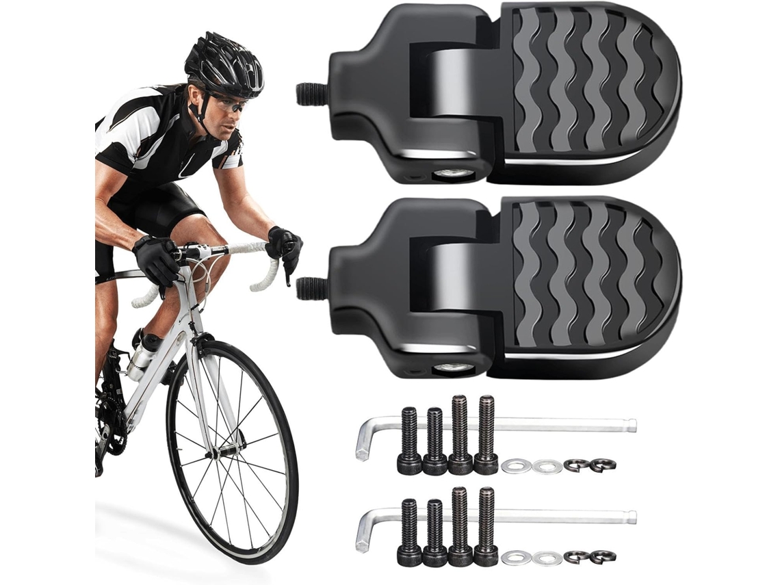 Apoios para os pés antiderrapantes e resistentes para bicicletas.