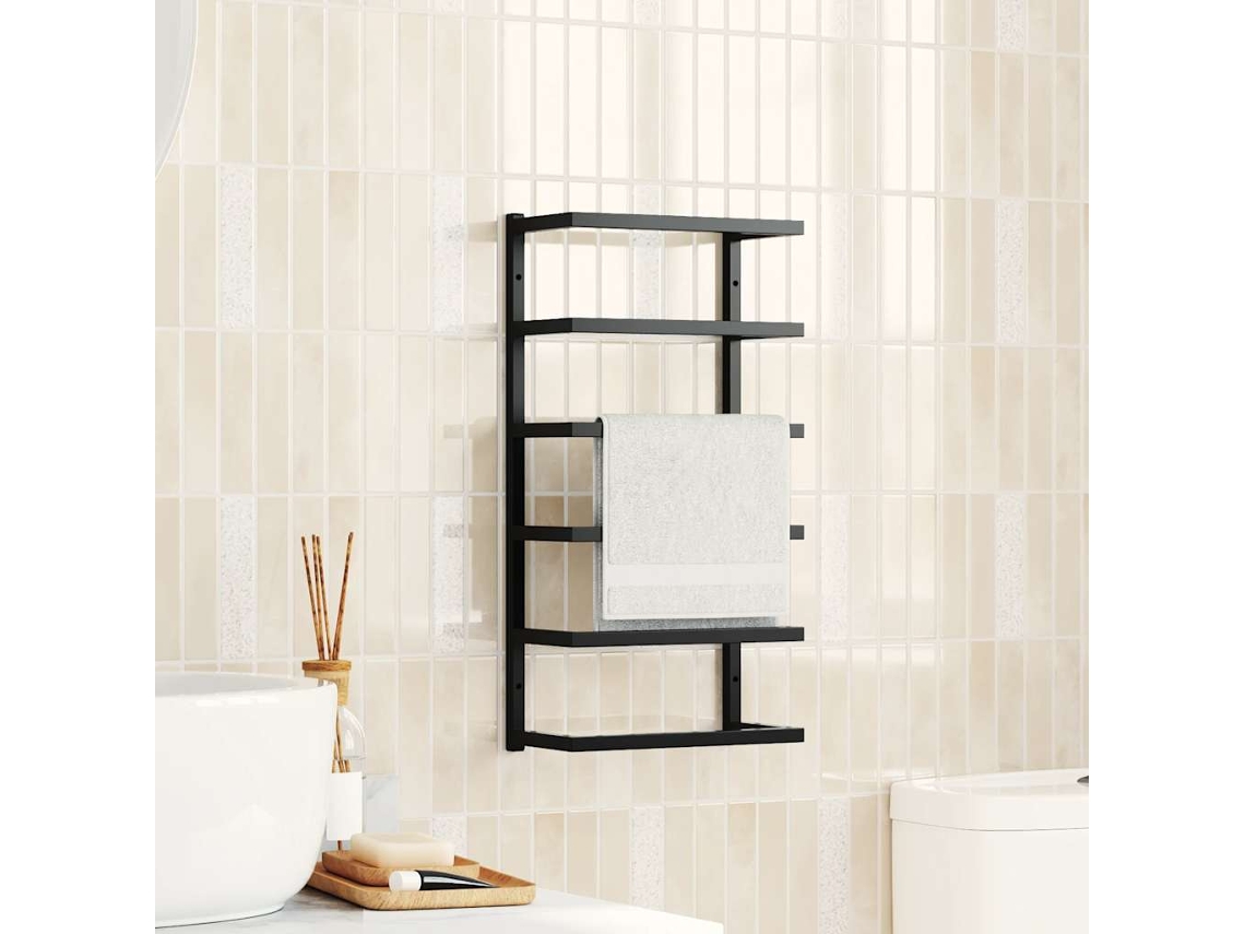Vidaxl Toalheiro 24x12x48 Cm Aço Preto