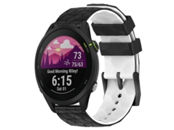 Bracelete de Smartwatch para Garmin Forerunner 255 22mm de silicone de duas cores com padrão de futebol (preto + branco)