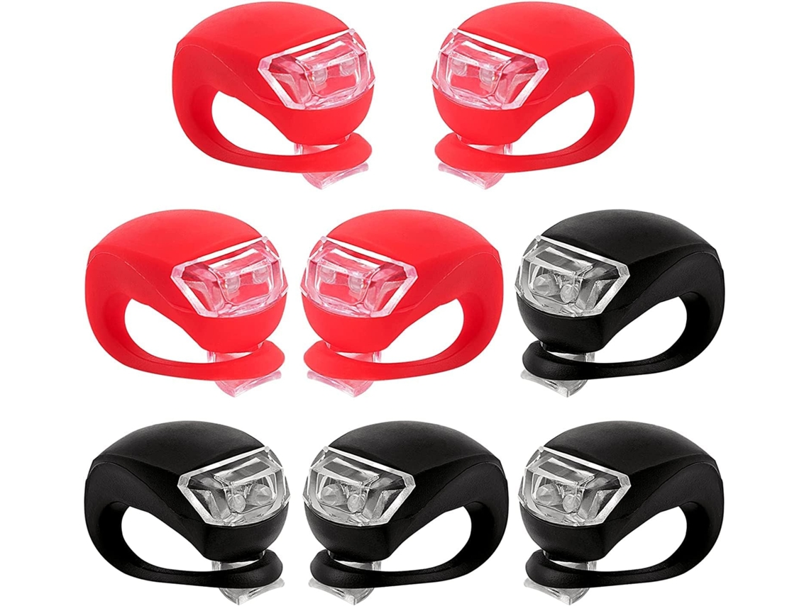 Luz De Bicicleta De Silicona De 8 Piezas Con 3 Funciones Led, Roja/negra