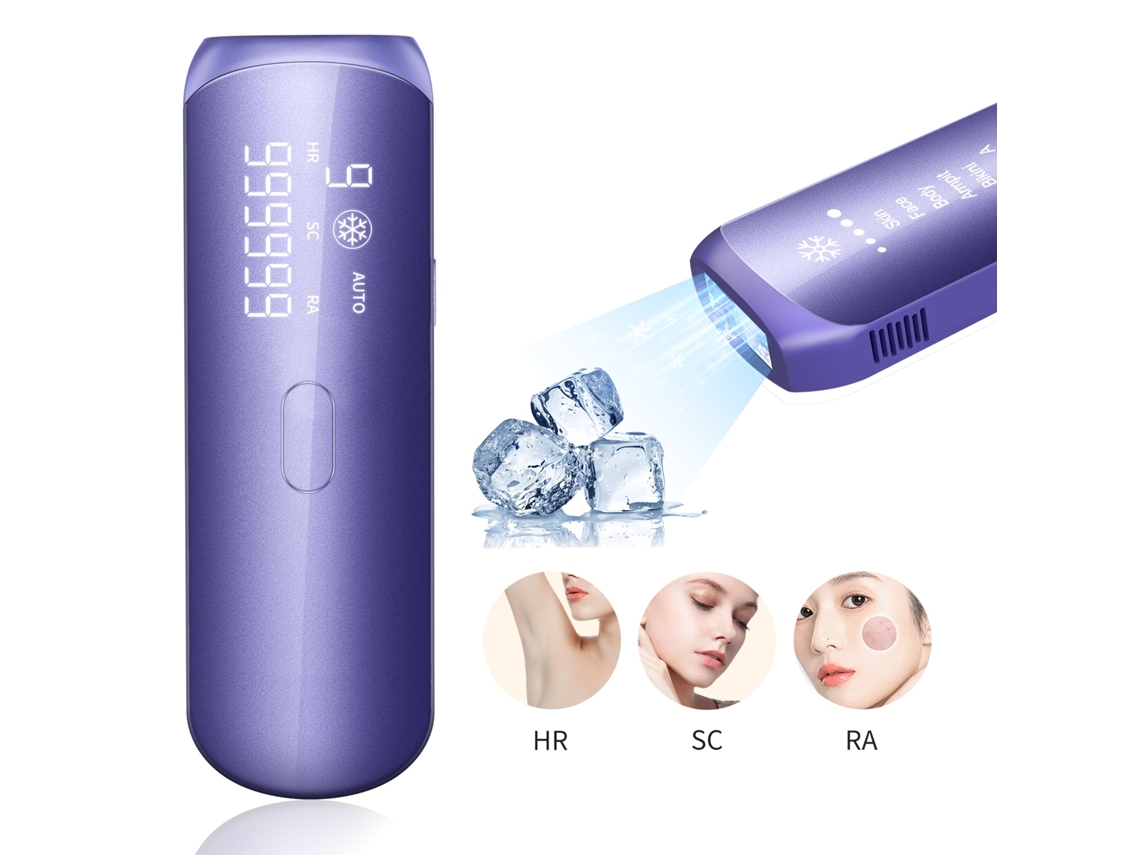 Aparelho De Depilação Ipl 3 Em 1 Com 9 Níveis Para Rosto, Pernas, Braços, Axilas E Virilha, Indolor Para Uso Doméstico (roxo)