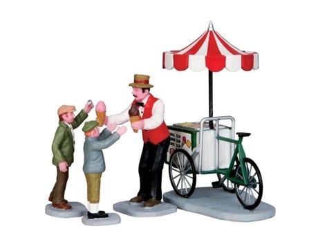 Conjunto de 4 bonecos de carrinho de sorvete Lemax feitos de poliresina, 9,3 cm de altura