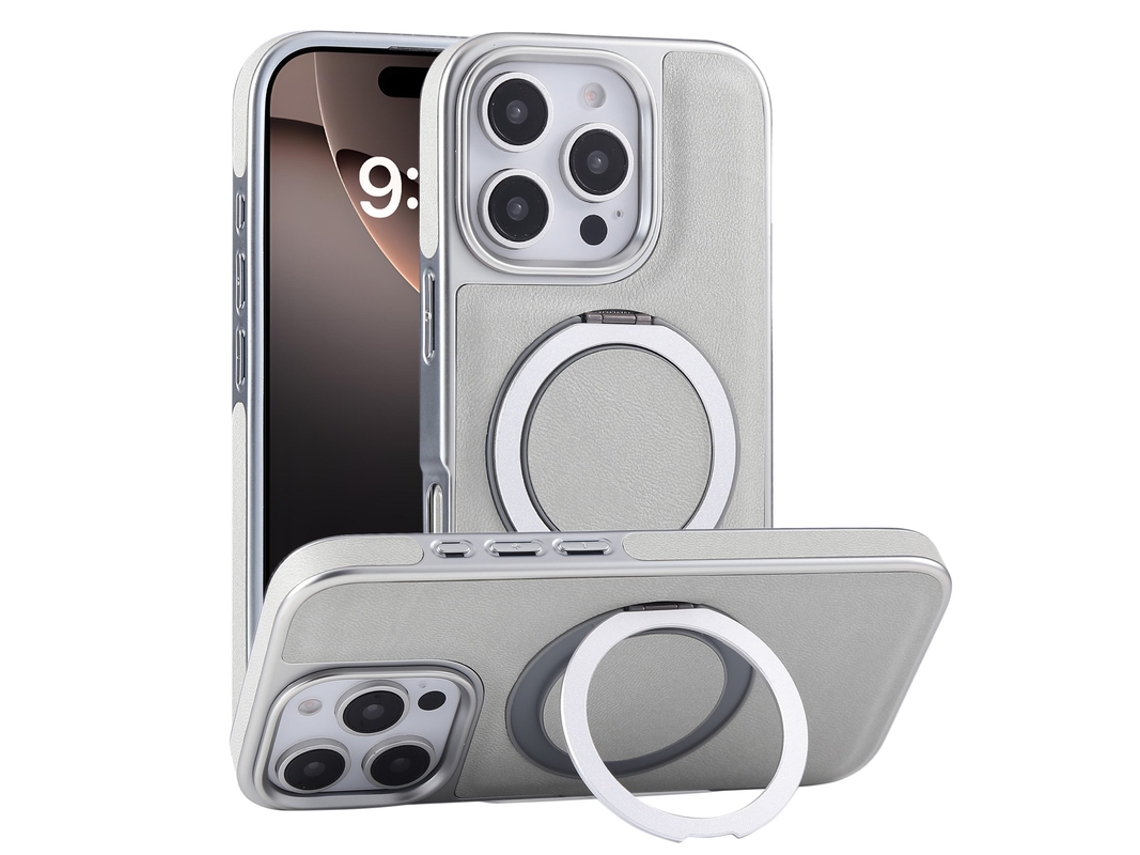 Capa Para Iphone 16 Pro Max Híbrido Suporte Anel Branco Czhhmart