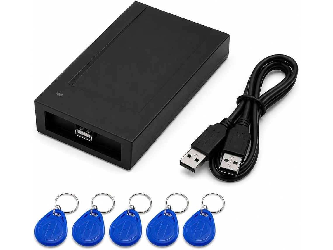 Leitor RFID USB de 125 kHz, Leitor de Cartão de Identificação sem Contato EM4100 TK4100, com 5 Crachás RFID, Leitor de Crachás para PC, Windows, A