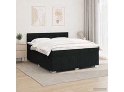 Vidaxl Cama Box Com Led E Colchão Preto 180 X 200 Cm Tecido
