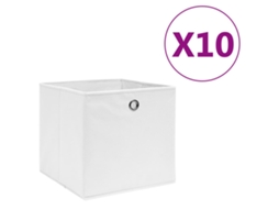 Vidaxl Caixas Arrumação 10 Pcs 28x28x28 Cm Tecido-não-tecido Branco