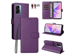 Capa De Celular Carteira Tripla Em Couro Com Textura De Lichia E Bloqueio Rfid Para Oppo A57 5g / A77 5g / K10 5g (índia)