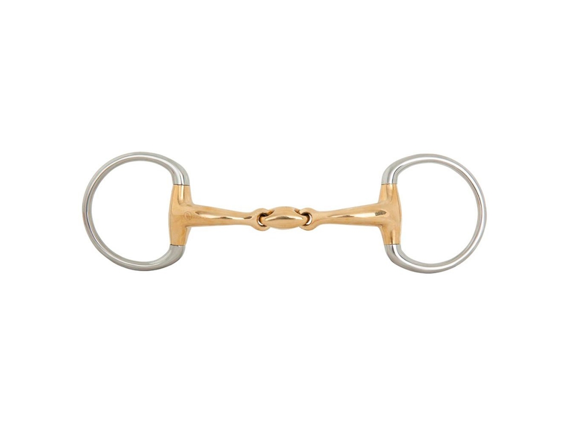Snaffle de Ponta de Ovo de Articulação Dupla Anatômico Soft Contact 14 Mm Argolas 65 Mm Brigadeiro Dourado 12.5 Cmbr