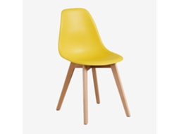 Conjunto de 4 Cadeiras SKLUM Scand Nordic (Amarelo - Polipropileno e Madeira de faia - 87 x 46,5 x 52,5 cm)
