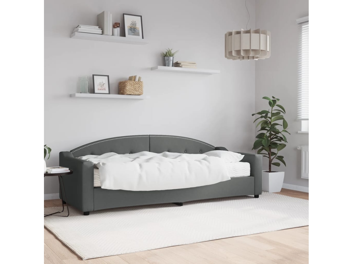 Vidaxl Sofá-cama Com Colchão 80x200 Cm Tecido Cinzento-escuro