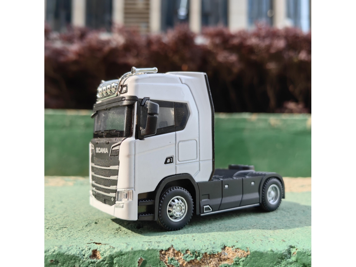 Modelo de Caminhão em Escala 1/50, em Alumínio, com Cabine de Contêiner Simulada, Feito de Metal. MDUG (branco 2)
