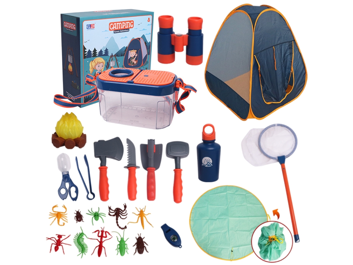 Mali kit de Acampamento para Crianças com Tenda e Equipamento de Brincadeira Explorador Ao Ar Livre