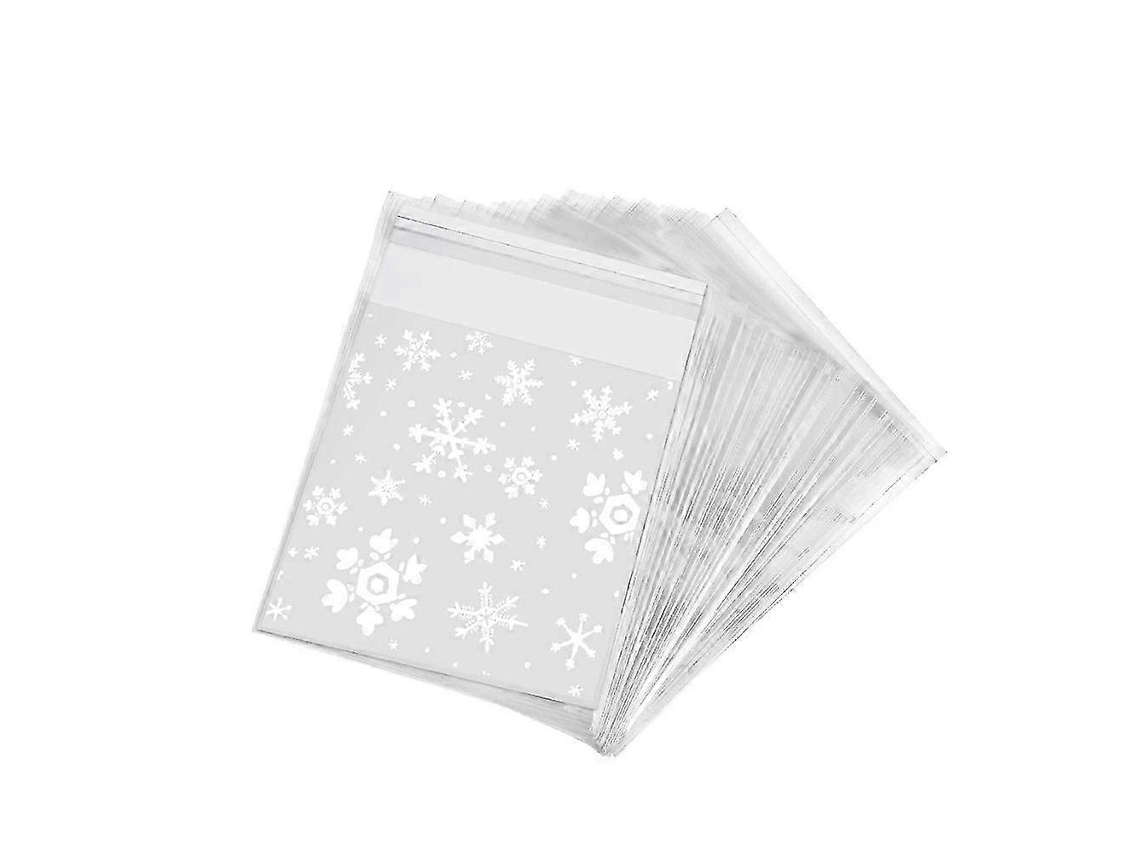Sacolas De Presente De Celofane Com Flocos De Neve, Plástico Resistente, Para Lanches Caseiros E Presentes Festivos