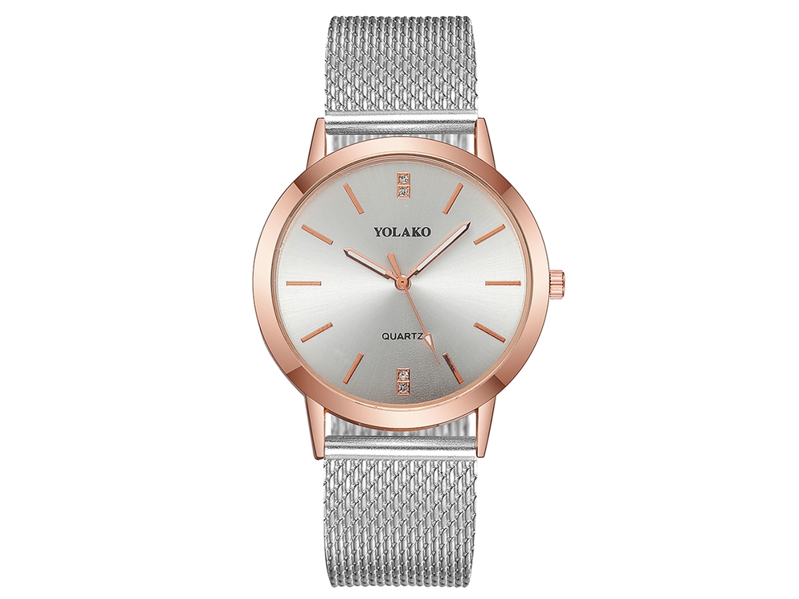 Relógio Feminino Yolako de Quartzo com Pulseira de Plástico e Pedras Preciosas Prata