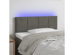 Vidaxl Cabeceira De Cama C/ Luzes Led Veludo 80x5x78/88cm Cinza-escuro