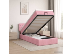 Vidaxl Cama Ottoman Com Colchão Com Cabeceira Rosa 100 X 200 Cm Veludo
