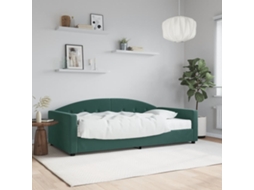 Sofá cama con colchón de 100x200 cm en terciopelo verde oscuro