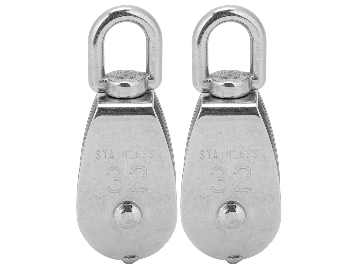 2 Peças Polia Simples De Aço Inoxidável Com Anel Rotativo 360° Para Arame E Corda De Elevação